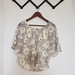 Sheer, floral, poncho